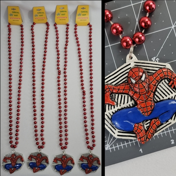 (4) Mardi Gras Bead Necklace - Spiderman - Picture 1 of 13